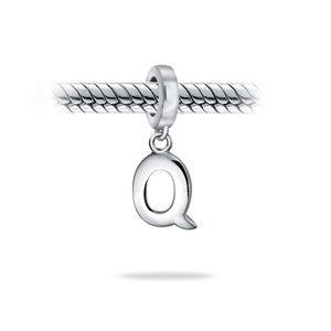 Block Letter Alphabet Letter Dangle Bead Sterling Silver European
