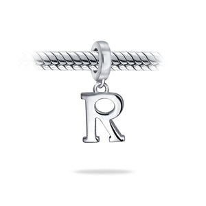 Block Letter Alphabet Letter Dangle Bead Sterling Silver European