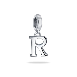 Block Letter Alphabet Letter Dangle Bead Sterling Silver European