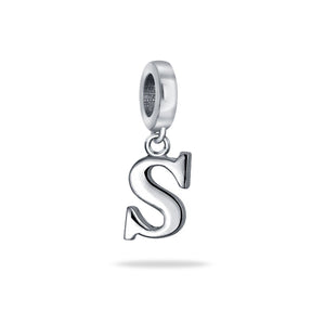 Block Letter Alphabet Letter Dangle Bead Sterling Silver European