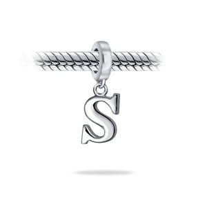 Block Letter Alphabet Letter Dangle Bead Sterling Silver European