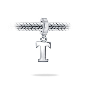 Block Letter Alphabet Letter Dangle Bead Sterling Silver European