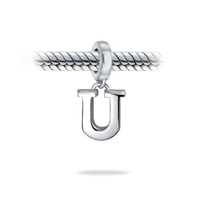 Block Letter Alphabet Letter Dangle Bead Sterling Silver European