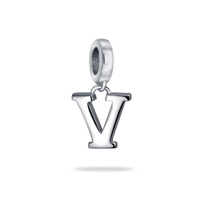 Block Letter Alphabet Letter Dangle Bead Sterling Silver European