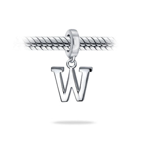 Block Letter Alphabet Letter Dangle Bead Sterling Silver European