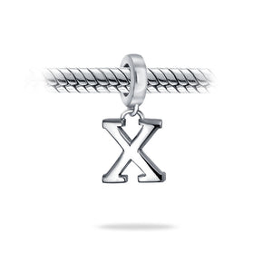 Block Letter Alphabet Letter Dangle Bead Sterling Silver European