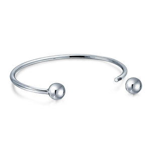 Ball Screw Starter Charm Bangle Cuff Beads Bracelet Sterling Silver - Joyeria Lady