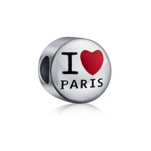Love Paris or London Travel World Vacation Charm Bead Sterling Silver