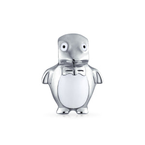 Christmas Snowman Penguin Bow Tie Charm Bead 925 Sterling Silver - Joyeria Lady