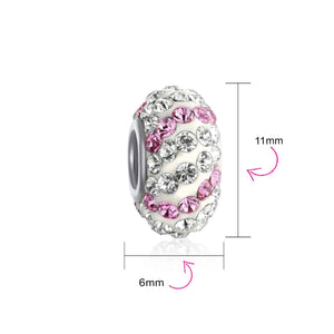 Solid Many Colors Crystal Spacer Bead Core 925 Sterling Silver
