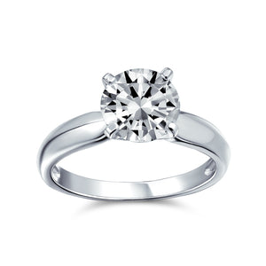 3 CT AAA CZ Solitaire Engagement Ring Wide Band 925 Sterling Silver - Joyeria Lady