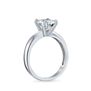 3 CT AAA CZ Solitaire Engagement Ring Wide Band 925 Sterling Silver