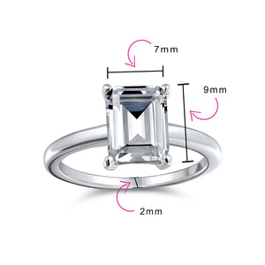 2.5CT Emerald Cut AAA CZ Engagement Ring Thin Band 925 Sterling Silver