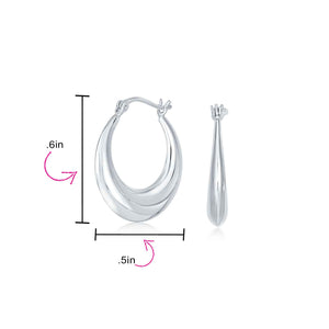 Boho Crescent Tapered Tube Hoop Earrings Polish 925 Sterling Silver