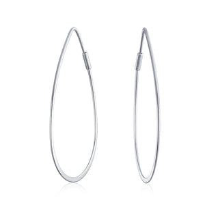 Teardrop Oval Endless Big Hoop Earrings Gold Plated Sterling Silver