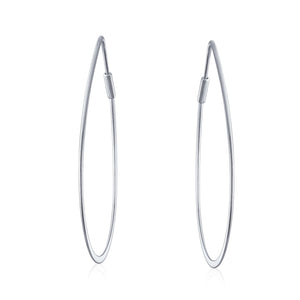Teardrop Oval Endless Big Hoop Earrings Gold Plated Sterling Silver