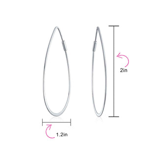 Teardrop Oval Endless Big Hoop Earrings Gold Plated Sterling Silver