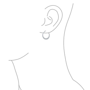 Lightweight Thin Striped Scalloped  Hoop Earrings .925 Sterling Silver