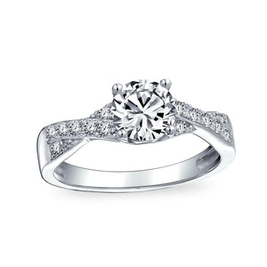 Sterling Silver 2CT Solitaire CZ Criss Cross Infinity Engagement Ring - Joyeria Lady
