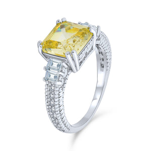 4CT CZ Asscher Cut Engagement Ring Baguettes Band 925 Sterling Silver