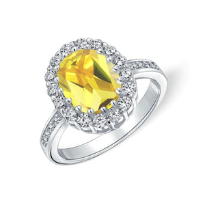 4CT Oval Pave Halo CZ Promise Engagement Rings .925 Sterling Silver