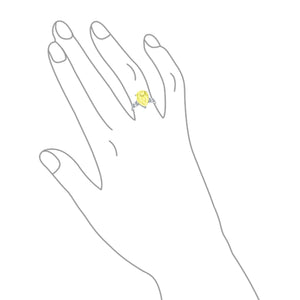 7CT CZ Pear Shape Canary Yellow Solitaire Engagement Ring Side Stones
