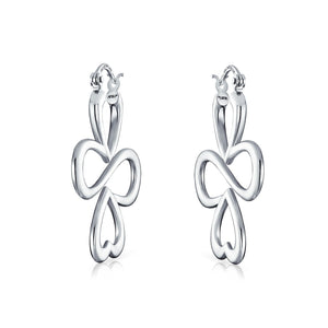 Ayllu Heart Infinity Clover Silver Large Hoop Earrings Sterling Silver