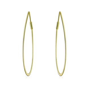 Teardrop Oval Endless Big Hoop Earrings Gold Plated Sterling Silver