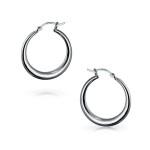 Large Tube Lightweight Hoop Earrings Sterling Silver 1.25 & 1.75 inch