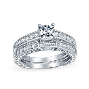 1.25CT Solitaire Band AAA CZ Engagement Wedding Ring Sterling Silver - Joyeria Lady