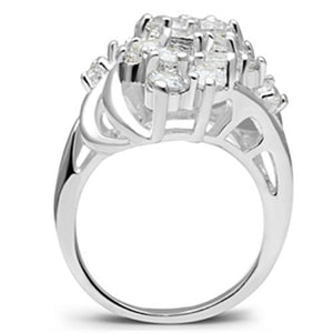 SS016 - Silver 925 Sterling Silver Ring with AAA Grade CZ  in Clear