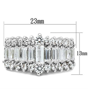 SS021 - Silver 925 Sterling Silver Ring with AAA Grade CZ  in Clear