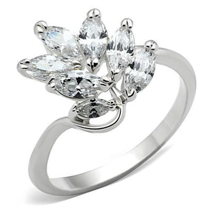 SS034 - Silver 925 Sterling Silver Ring with AAA Grade CZ  in Clear - Joyeria Lady