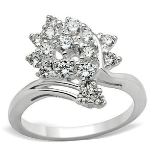 SS036 - Silver 925 Sterling Silver Ring with AAA Grade CZ  in Clear - Joyeria Lady
