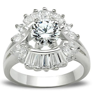 SS039 - Silver 925 Sterling Silver Ring with AAA Grade CZ  in Clear - Joyeria Lady