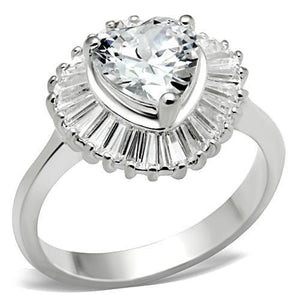 SS041 - Silver 925 Sterling Silver Ring with AAA Grade CZ  in Clear - Joyeria Lady
