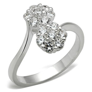SS052 - Silver 925 Sterling Silver Ring with AAA Grade CZ  in Clear - Joyeria Lady