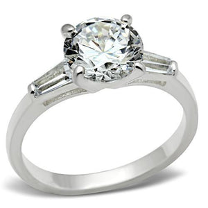 SS061 - Silver 925 Sterling Silver Ring with AAA Grade CZ  in Clear - Joyeria Lady