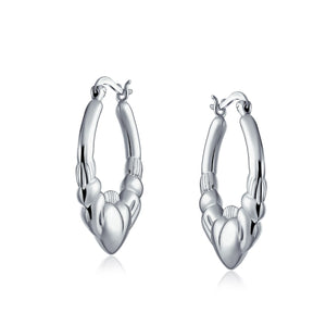 BFF Claddagh Celtic Friendship Love Hoop Earrings .925 Sterling Silver