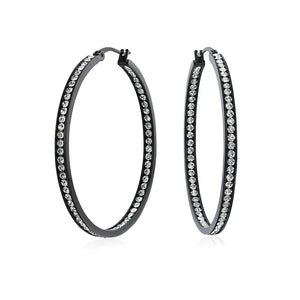 Round Channel Set CZ Inside Out Large Hoop Earrings For Women Finish