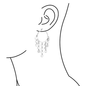 Sequin Coin Dangle Chandelier Hoop Chandelier Earrings Stainless Steel