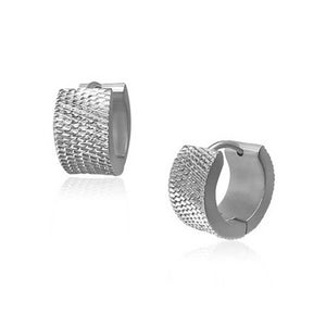 Two Tone Carved Stardust Matte Hoop Earrings Stainless Steel