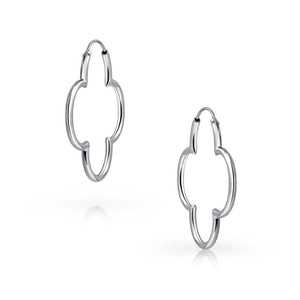 Clover Endless Hoop Earrings Rose Gold Plated 925 Sterling Silver