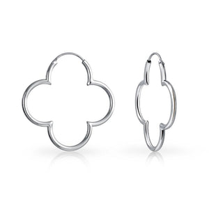 Clover Endless Hoop Earrings Rose Gold Plated 925 Sterling Silver