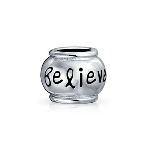 Inspirational Message Barrel Charm Bead 925 Sterling Silver