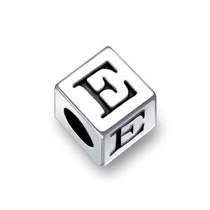 Alphabet Square Block Letter Bead Charm 925 Sterling Silver