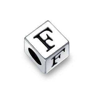 Alphabet Square Block Letter Bead Charm 925 Sterling Silver