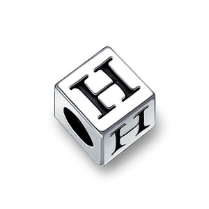 Alphabet Square Block Letter Bead Charm 925 Sterling Silver