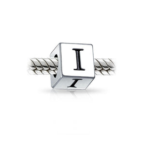 Alphabet Square Block Letter Bead Charm 925 Sterling Silver