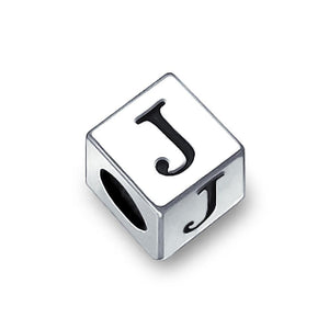 Alphabet Square Block Letter Bead Charm 925 Sterling Silver